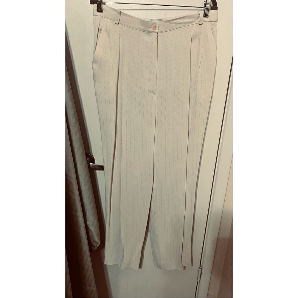 Italian Style Marzotto White Pinstripe Dress Pants Trousers Womens SIze 14